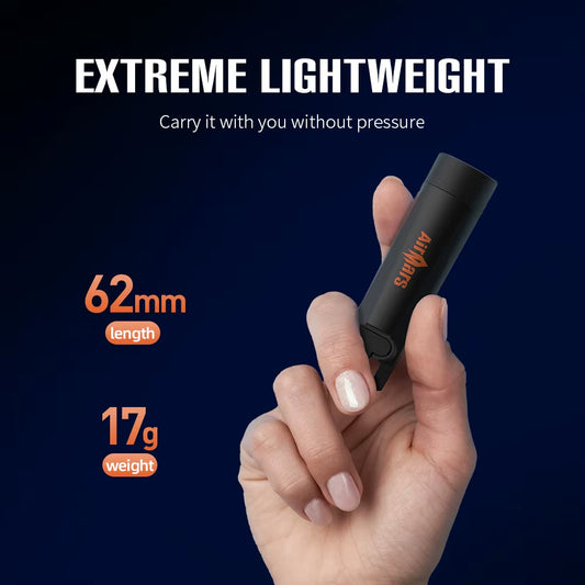 Airmars Multi-Functional Mini Flashlight Six-Speed Brightness Adjustable, Strong UV Light, Suitable for Self-Defense